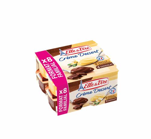 CREME DESSERT CHOCOLAT/VANILLE 100Gx8